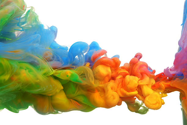 istock Clouds of bright colorful ink mixing in water 484382074