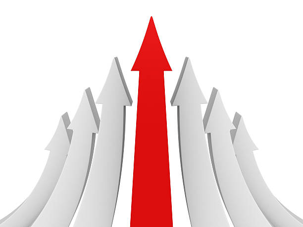 istock Leadership Concept With Big Red Arrow From Gray Group 484387006