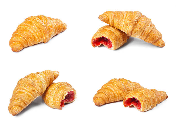 istock Collection of croissants isolated on white background. 484389368
