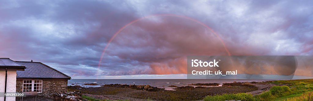 Rainbow over the Irish Sea A complete rainbow over the Irish Sea, off the Ards Peninsula, Northern Ireland Kearney - Northern Ireland Stock Photo