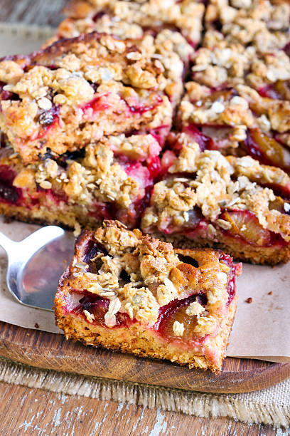 istock Oaty plum gingerbread slices on board 484397224