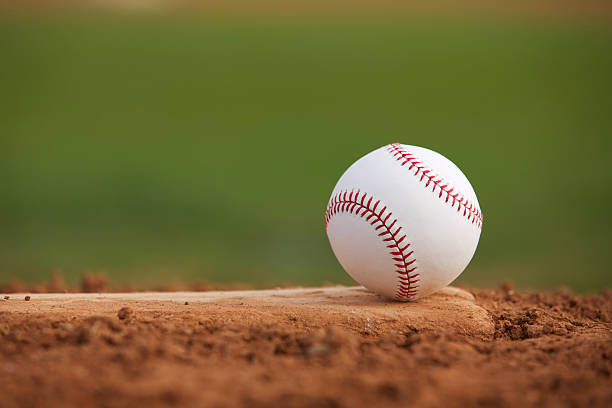 Baseball on the Pitchers Mound stock photo