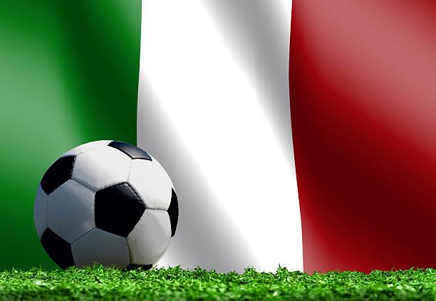 istock Soccer Ball on Grass with Italian Flag 484399361