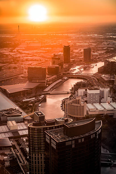 Cityscape of Melbourne at sunset, Australia