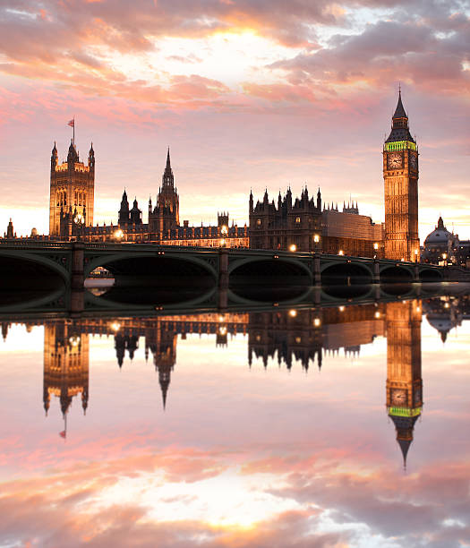 istock Famous Big Ben in the evening with bridge, London, England 484401921