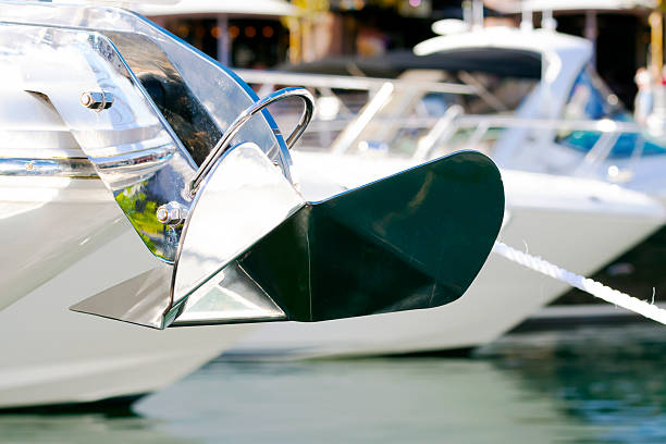 istock Closeup shiny new Boat anchor 484403099