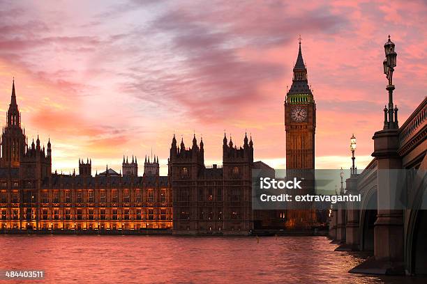 Famous Big Ben In The Evening With Bridge London England Stock Photo - Download Image Now
