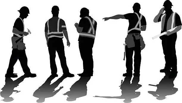 Vector illustration of Construction Workers Problem Solving