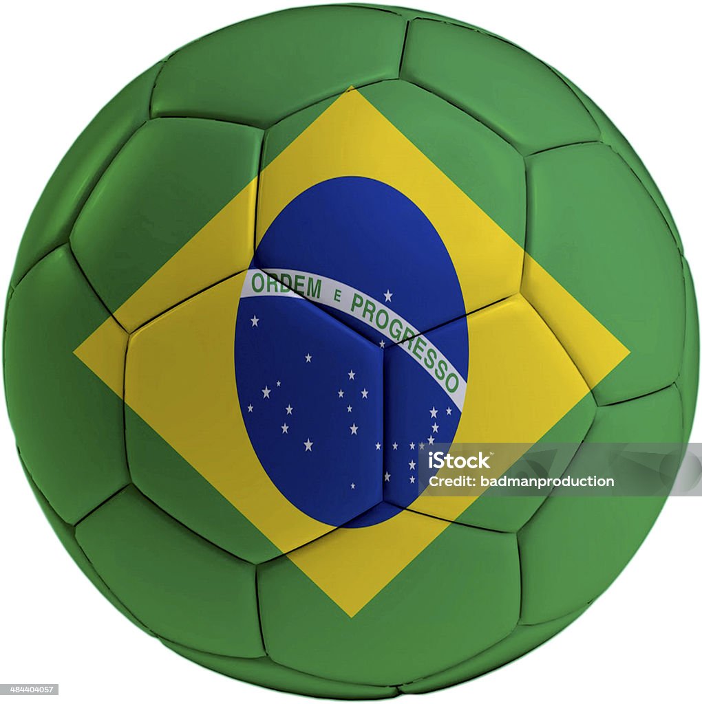 Pallone da calcio con bandiera Brasile - Foto stock royalty-free di Creatività