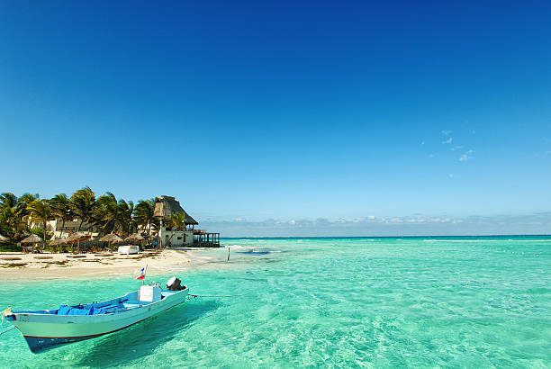 Caribbean beach Beautiful beach in Isla Mujeres, Mexico. isla mujeres stock pictures, royalty-free photos & images