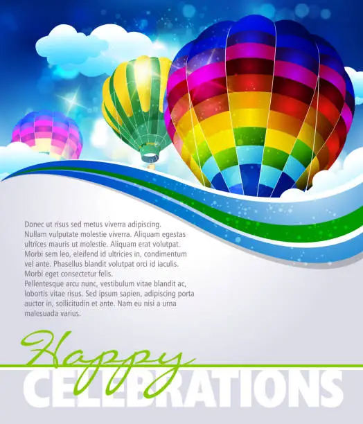 Vector illustration of Colorful Hot Air Balloons Background
