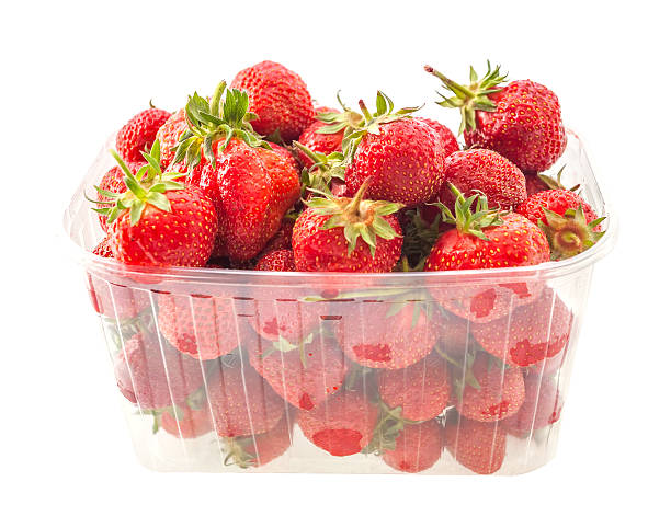 istock Fresh ripe perfect strawberry in box on white background 484405981