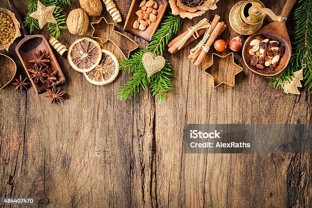 Spices For Christmas Cakes Stock Photo - Download Image Now - Christmas, Backgrounds, Baking