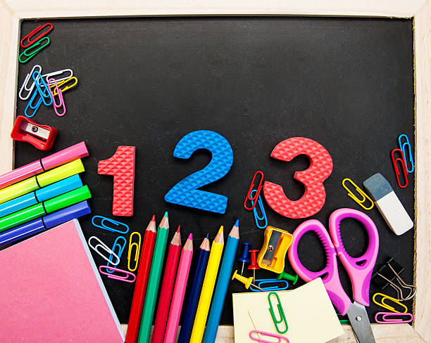istock school supplies and blackboard 484407924