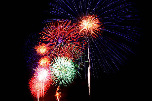 istock Beautiful fireworks on the black sky 484414832