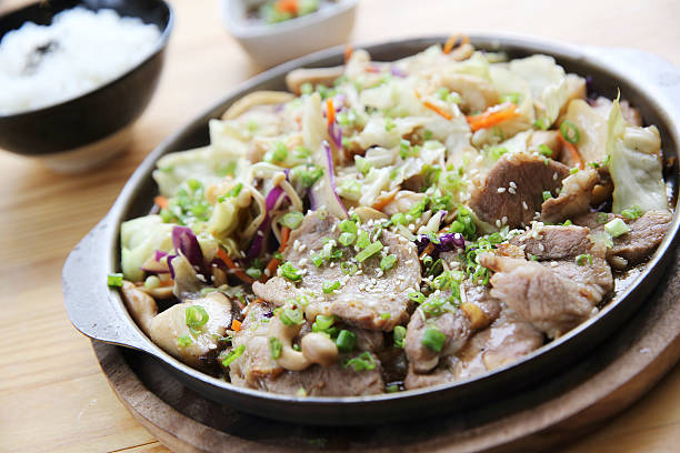 istock Japanese food pork with ginger on pan 484416346