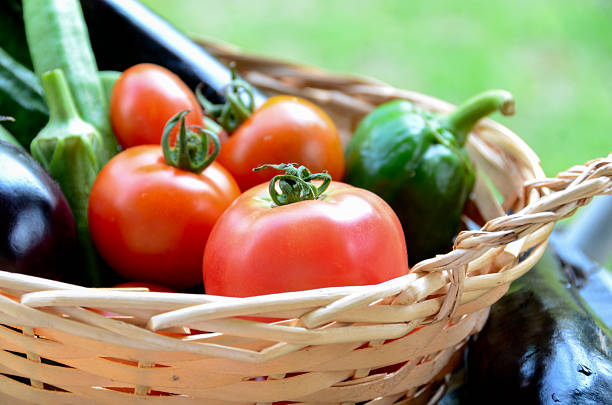 summer vegetables harvested in a basket