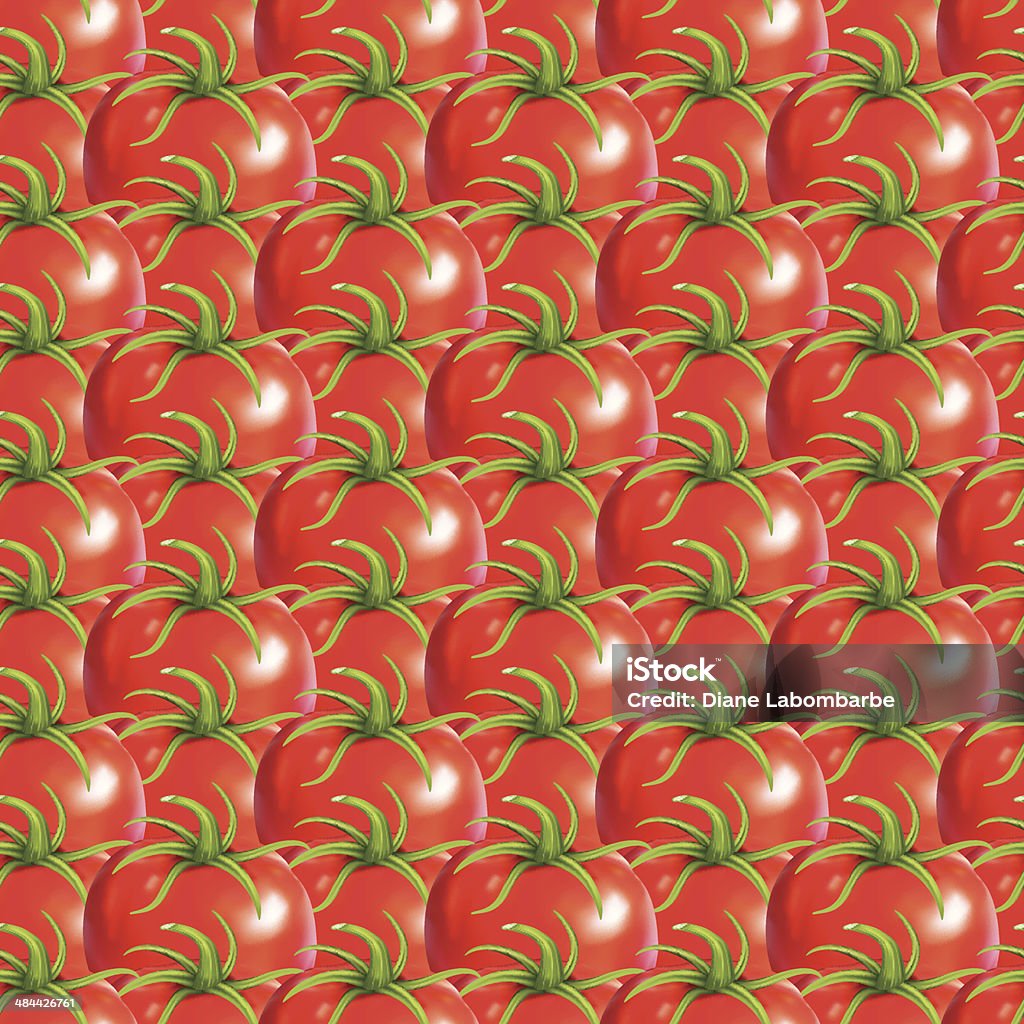 Vermelho Tomate Heirloom sem costura padrão - Royalty-free Caule de planta arte vetorial