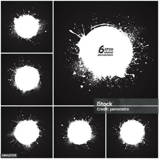 6 De Fundo Abstrato Grunge Vector - Arte vetorial de stock e mais imagens de Abstrato - Abstrato, Bolha - Forma, Borrifo