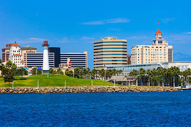 istock Skyscrapers of Long Beach skyline,harbor,lighthouse,spring,California 484427480