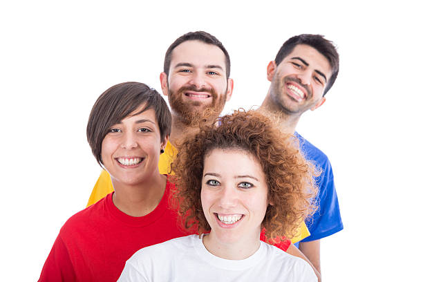 istock Happy Group of Friends on White Background 484428167
