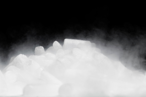 dry ice with vapor on black