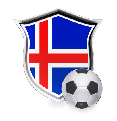 Iceland Flag with Soccer Ball. Isolated on white with clipping path.