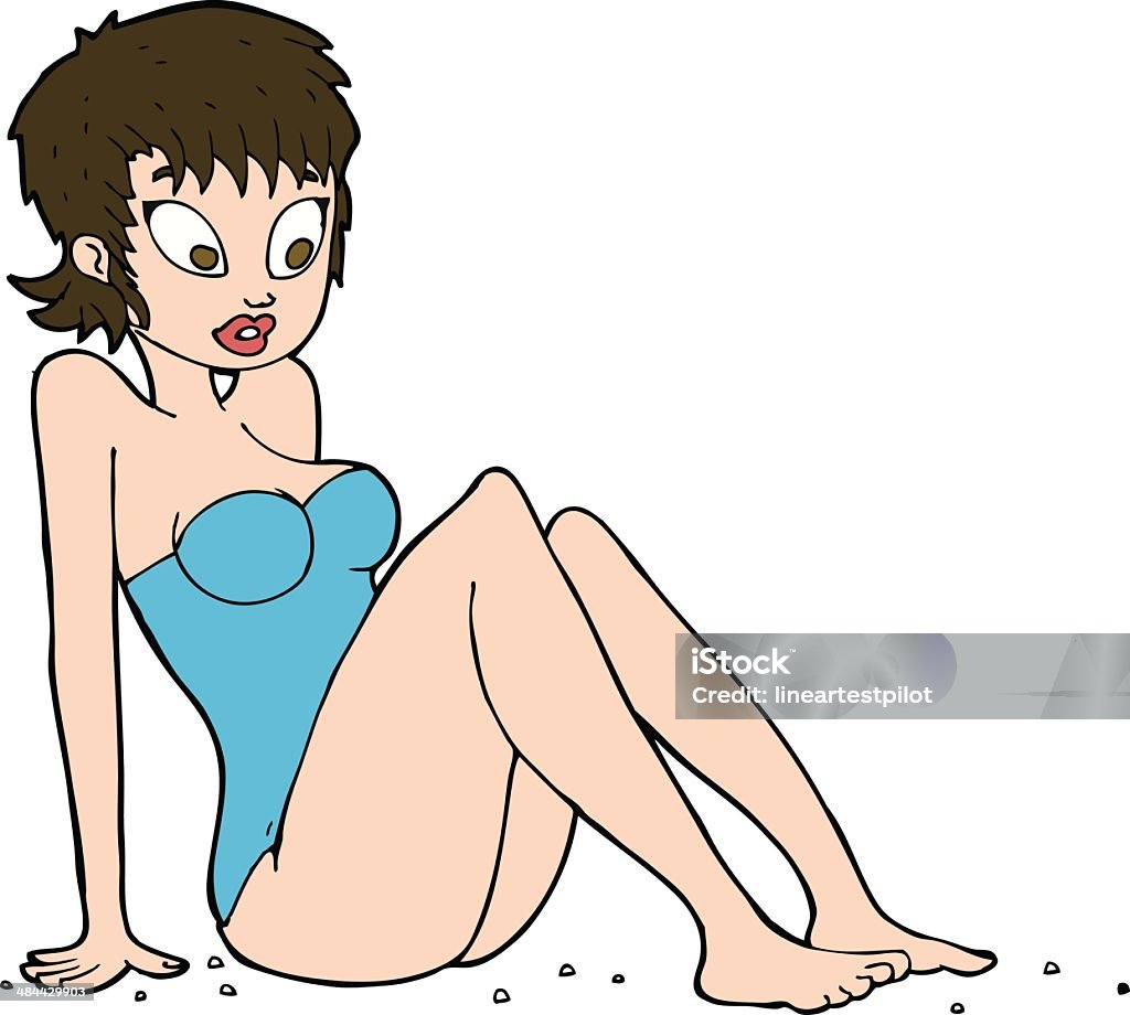 cartoon woman in swimsuit Adult stock vector