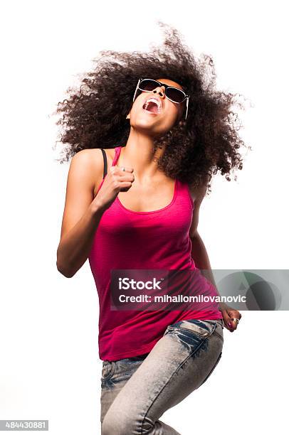 African American Teenage Girl Dancing Stock Photo - Download Image Now - Singing, White Background, Dancing