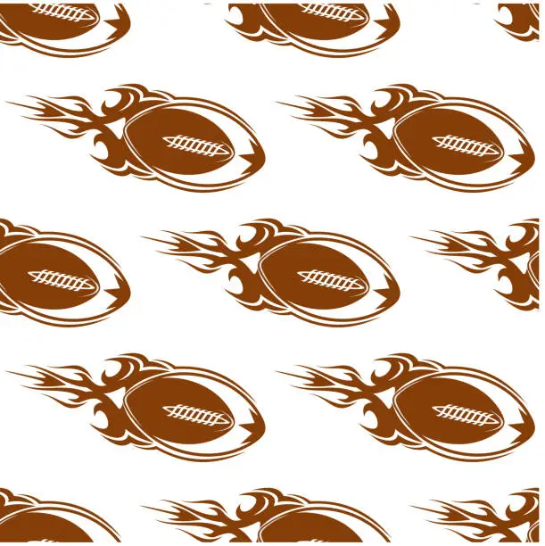 Vector illustration of Rugby balls with fire flames pattern
