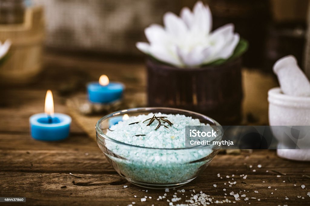Spa setting Spa and wellness setting with flowers and towels. Dayspa nature products 2015 Stock Photo