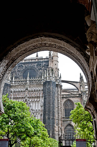 Seville Cathedral through the Door of Forgiveness stock photo