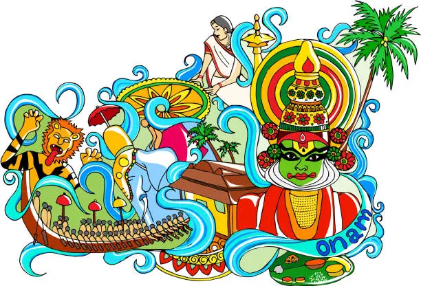 Vector illustration of Happy Onam