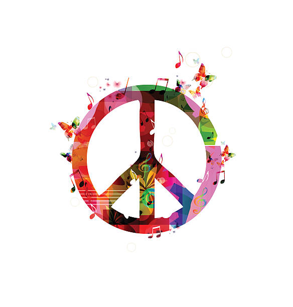 illustrazioni stock, clip art, cartoni animati e icone di tendenza di segno di pace colorato - pacifism