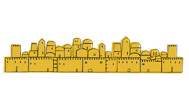 illustrazioni stock, clip art, cartoni animati e icone di tendenza di antichi, la città vecchia, medio oriente - jerusalem