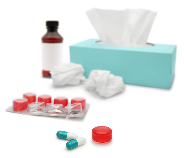 감기 및 독감 테마 - tissue box flu virus kleenex 뉴스 사진 이미지