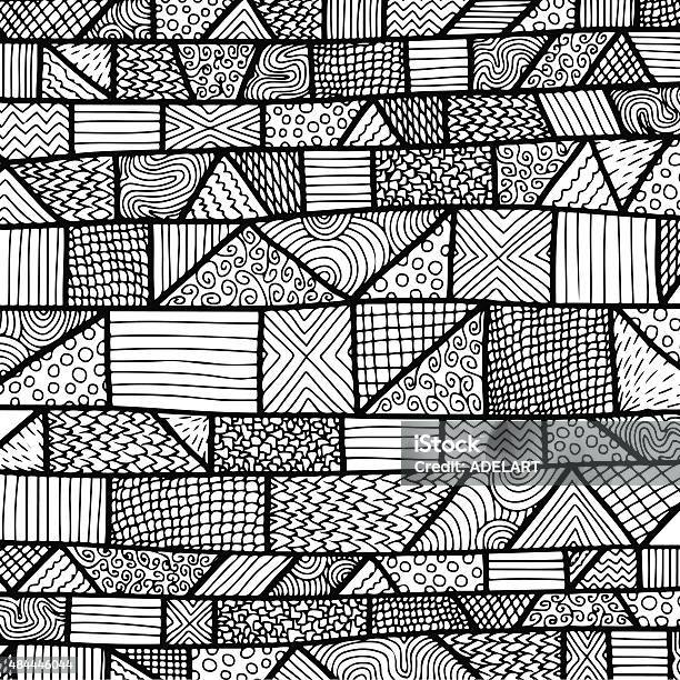 Tangled Lines Pattern Black White 2 Stock Illustration - Download Image Now - 2015, Abstract, Art