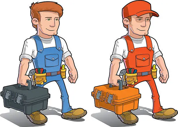 Vector illustration of Handyman - Carying Toolkit