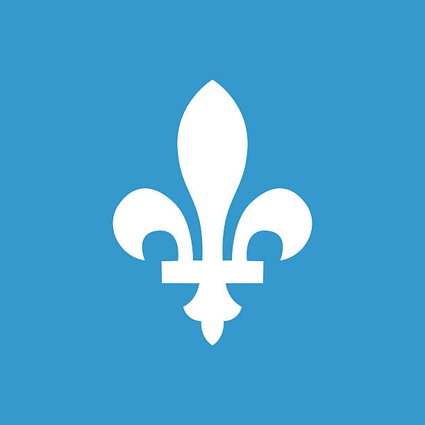 istock fleur-de-lys outline icon, isolated, white on the blue backgroun 484453970