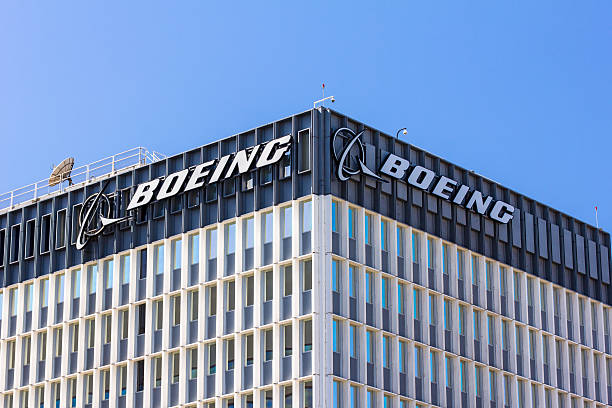 Boeing Manufacturing Facility and Logo stock photo