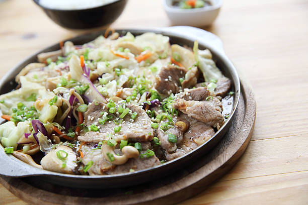 istock Japanese food pork with ginger on pan 484463184