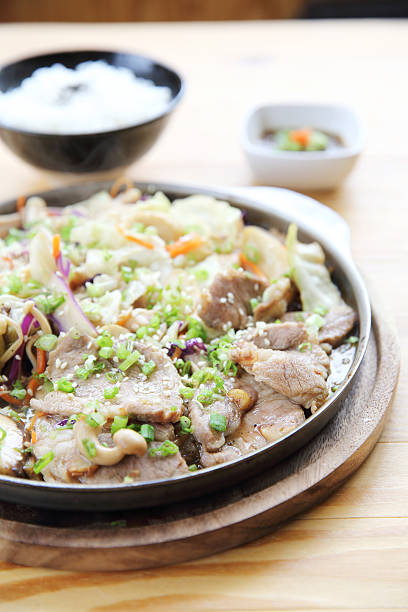 istock Japanese food pork with ginger on pan 484463190