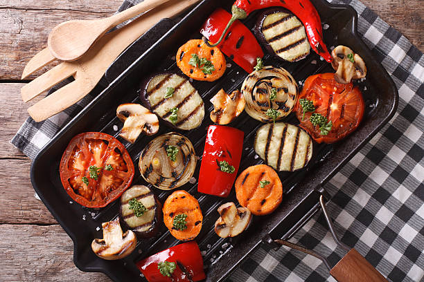 istock grilled vegetables closeup in a pan grill. horizontal top view 484463334