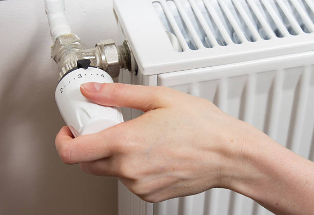 Radiator thermostat stock photo