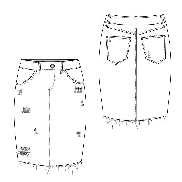 illustrations, cliparts, dessins animés et icônes de jupe en jean déchiré midi - skirt consumerism jeans pants