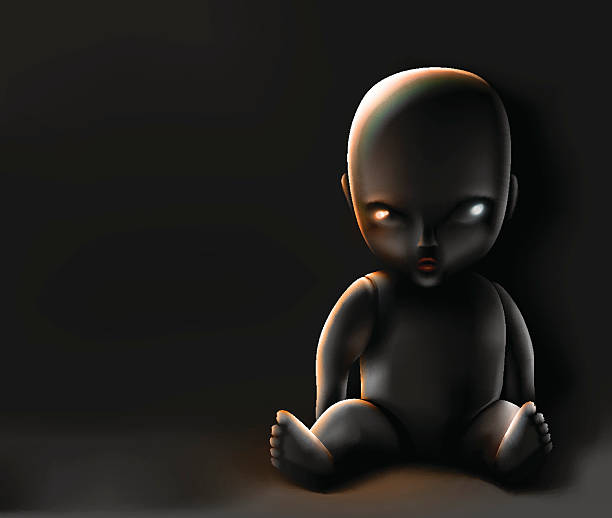 Doll On Dark Background Stock Illustration - Download Image Now - Baby -  Human Age, Spooky, Evil - iStock