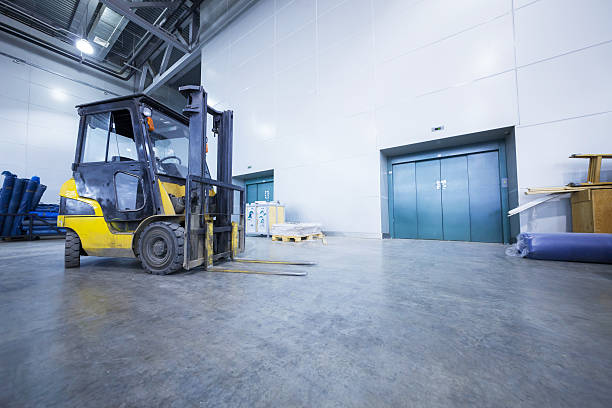 Forklift in a warehouse stock photo