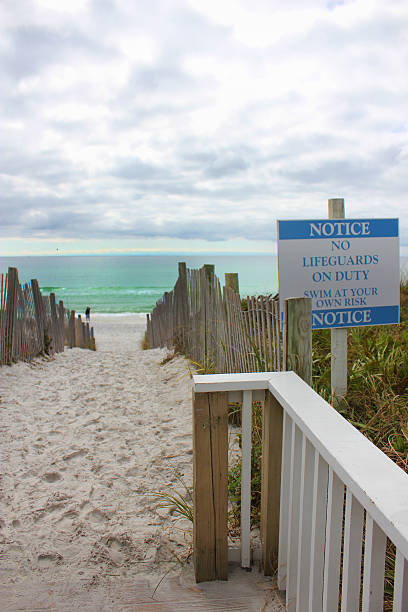 istock Beach Access -  No Lifeguard - Enter at your own risk 484470627