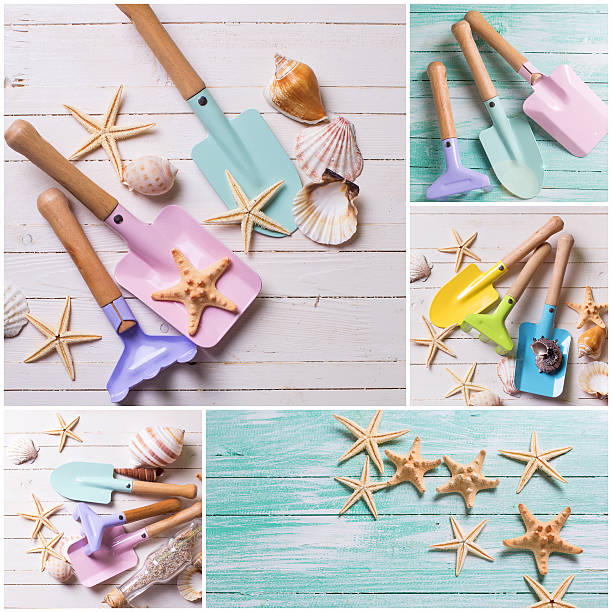 istock Collage from photos of tools for playing in sand 484472696