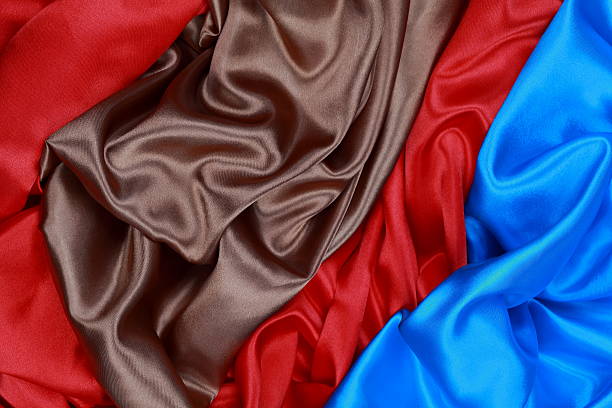istock Blue and brown and red silk satin cloth 484472848